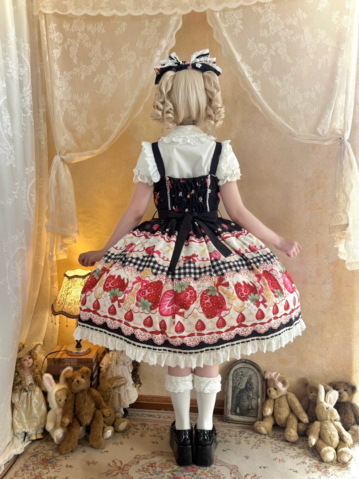 Plaid Strawberry Jam - Sweet Lolita Strawberry Printed JSK Dress 45545:852990
