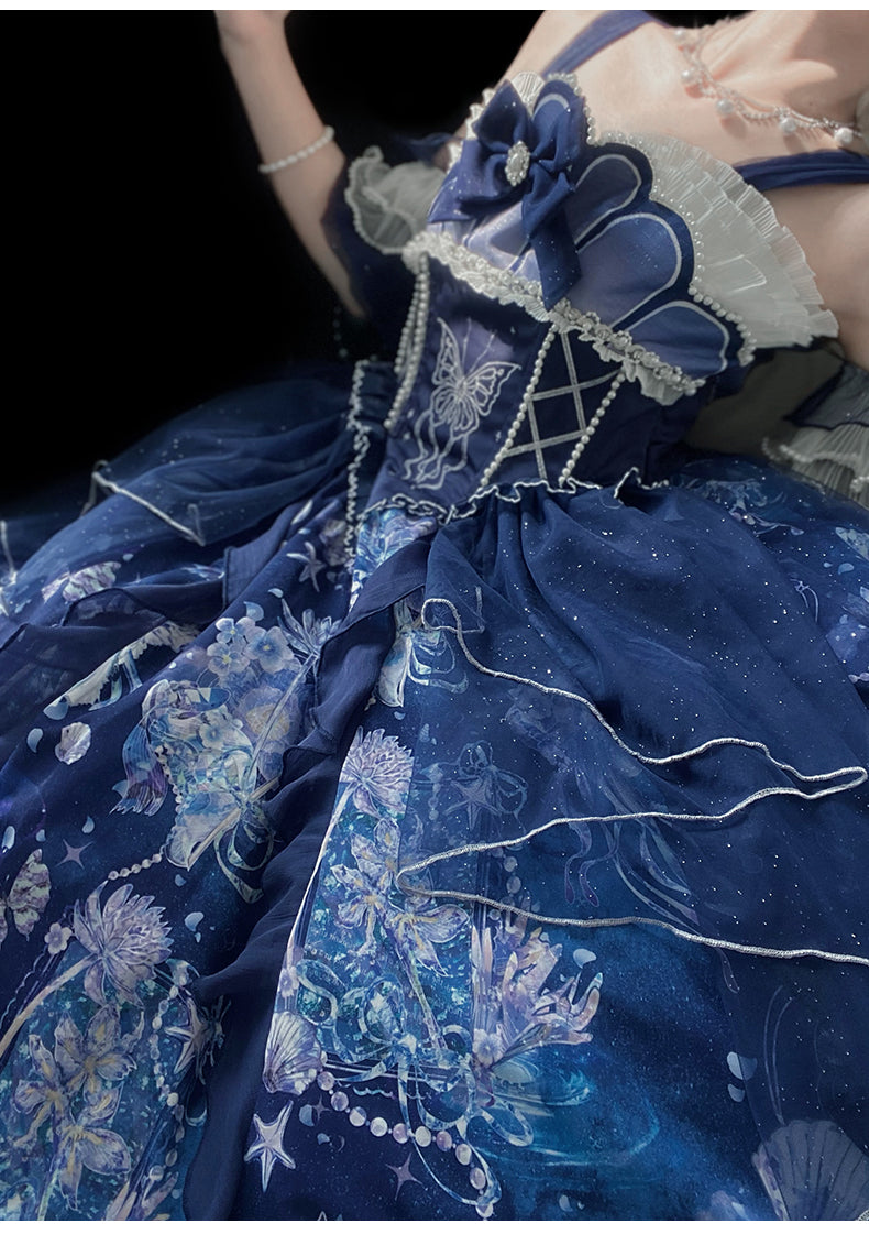 YingLuoFu~Original Elegant Lolita Blue Lolita JSK 20110:281430