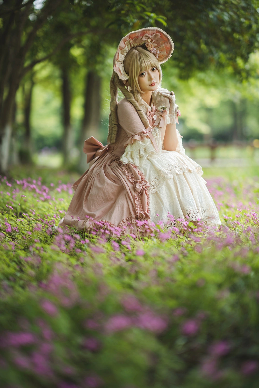 Miss Point~Lilyka Garden~Classic Lolita OP Dress Set Elegant Floral Wall Princess Sleeve 38832:606350
