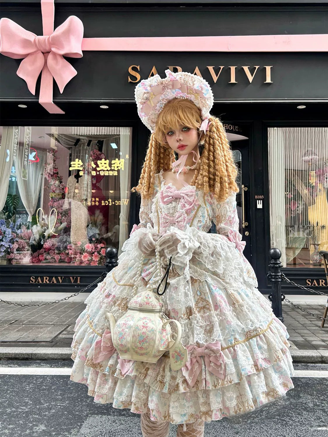 Hanguliang - Candlelight Sonata - Sweet Lolita Long Sleeve OP, Tiered Ruffles (L M S) 43988:790892