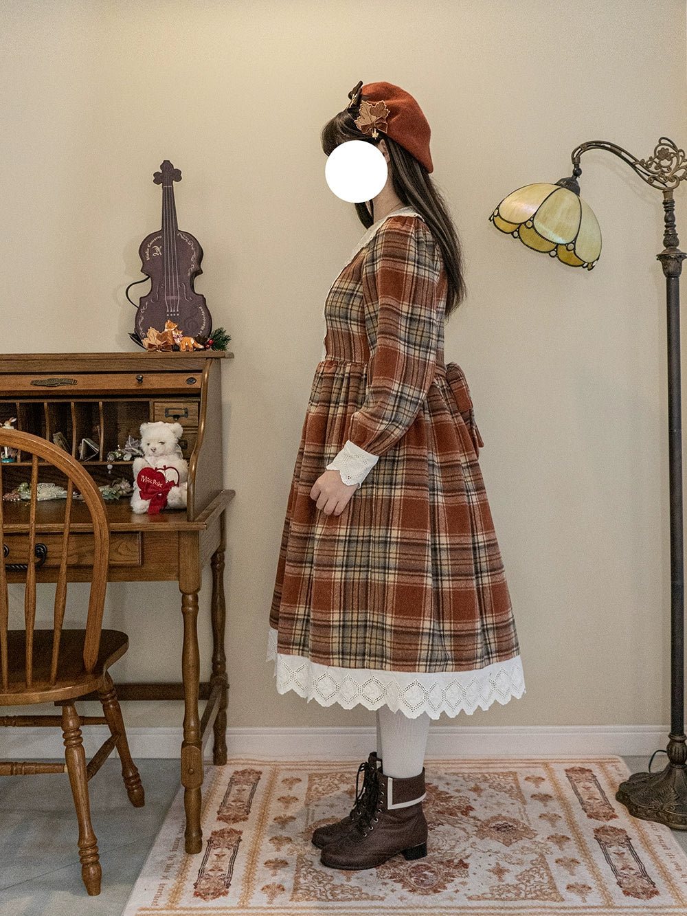 (BFM)Miss Point~Fat Fox in the Forest~Customized Lolita OP Dress Plaid Loose Daily Dress 37590:562856