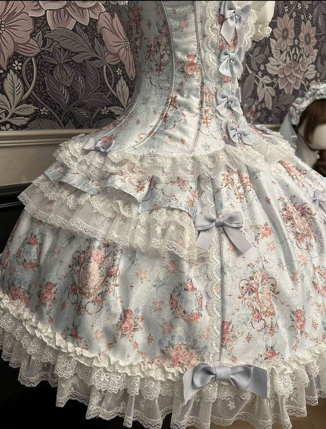 Mengfuzi - FLower in the Mirror - Old-School Lolita Bodice & SK Set, Short-Sleeved OP 44280:802274