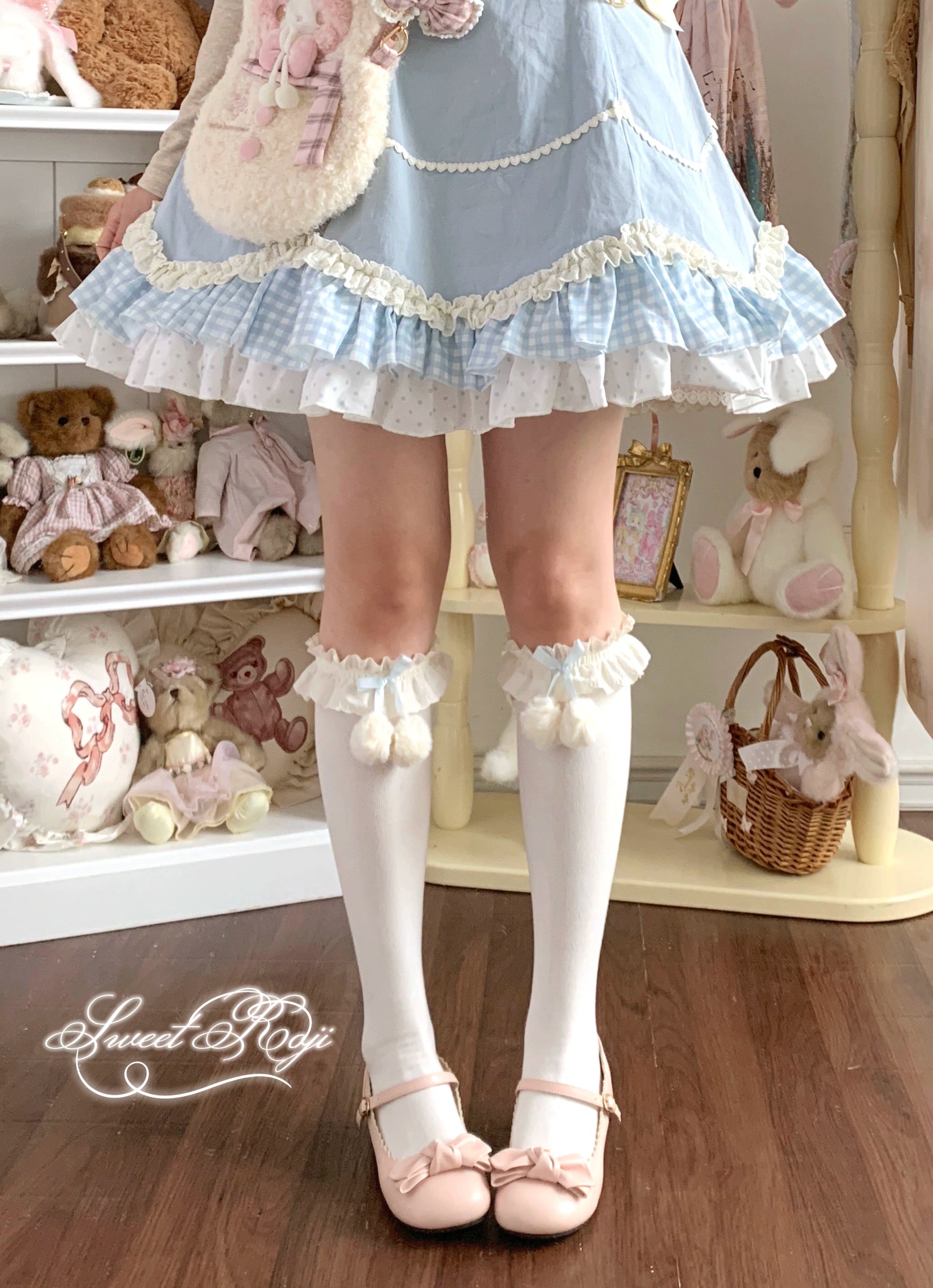 Roji Roji - Lolita Calf & Over-Knee Socks, Pom-Pom Accents 44347:804950