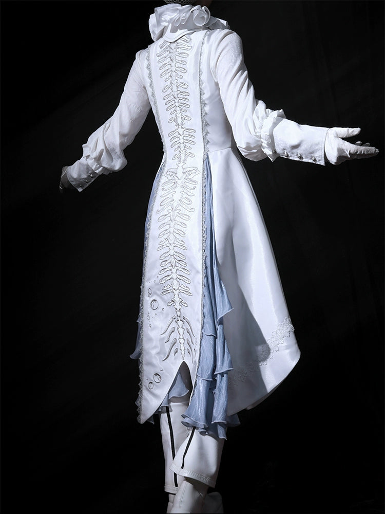 Forest Fluorescent Carps - Crumbling Skeleton - Ouji Lolita Vest Fishbone Embroidery Prince Pants Suits