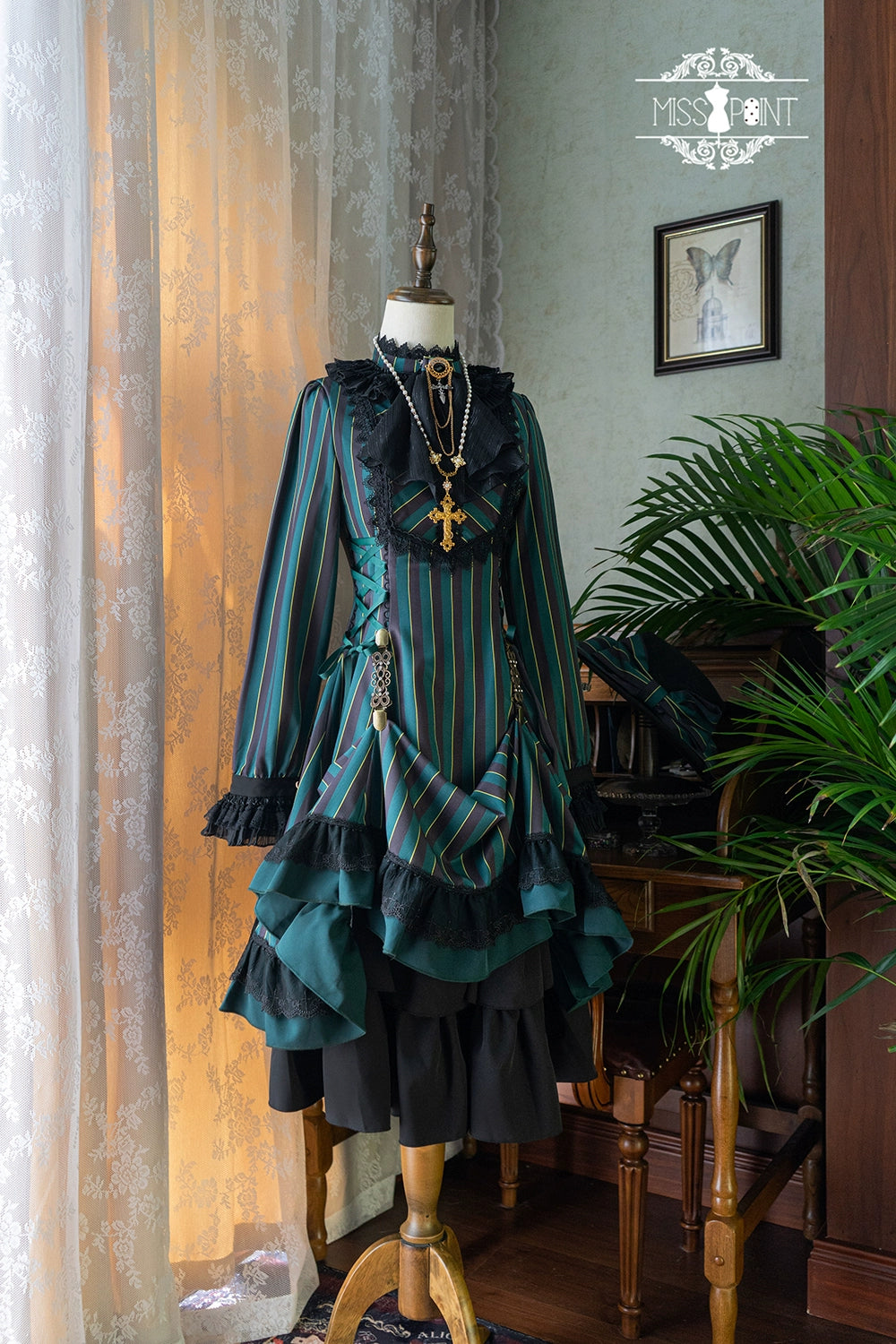 Miss Point - Perintz Manor - Gothic Lolita OP Long Sleeve Retro Lolita Dress 39904:642752
