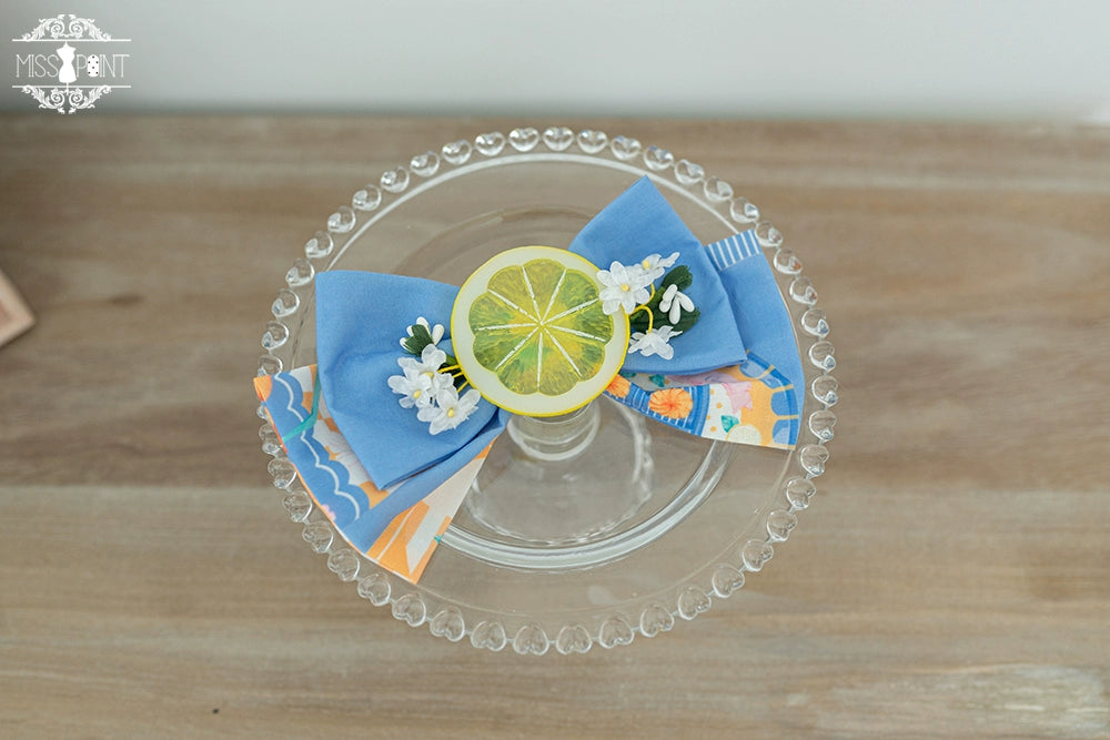 Miss Point - Daisy Lemon - Kawaii Lolita Lemon and Flowers Accessory blue clip