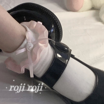 Roji Roji~Sweet Lolita Short Multicolor Flounce Socks free size pink flounce 