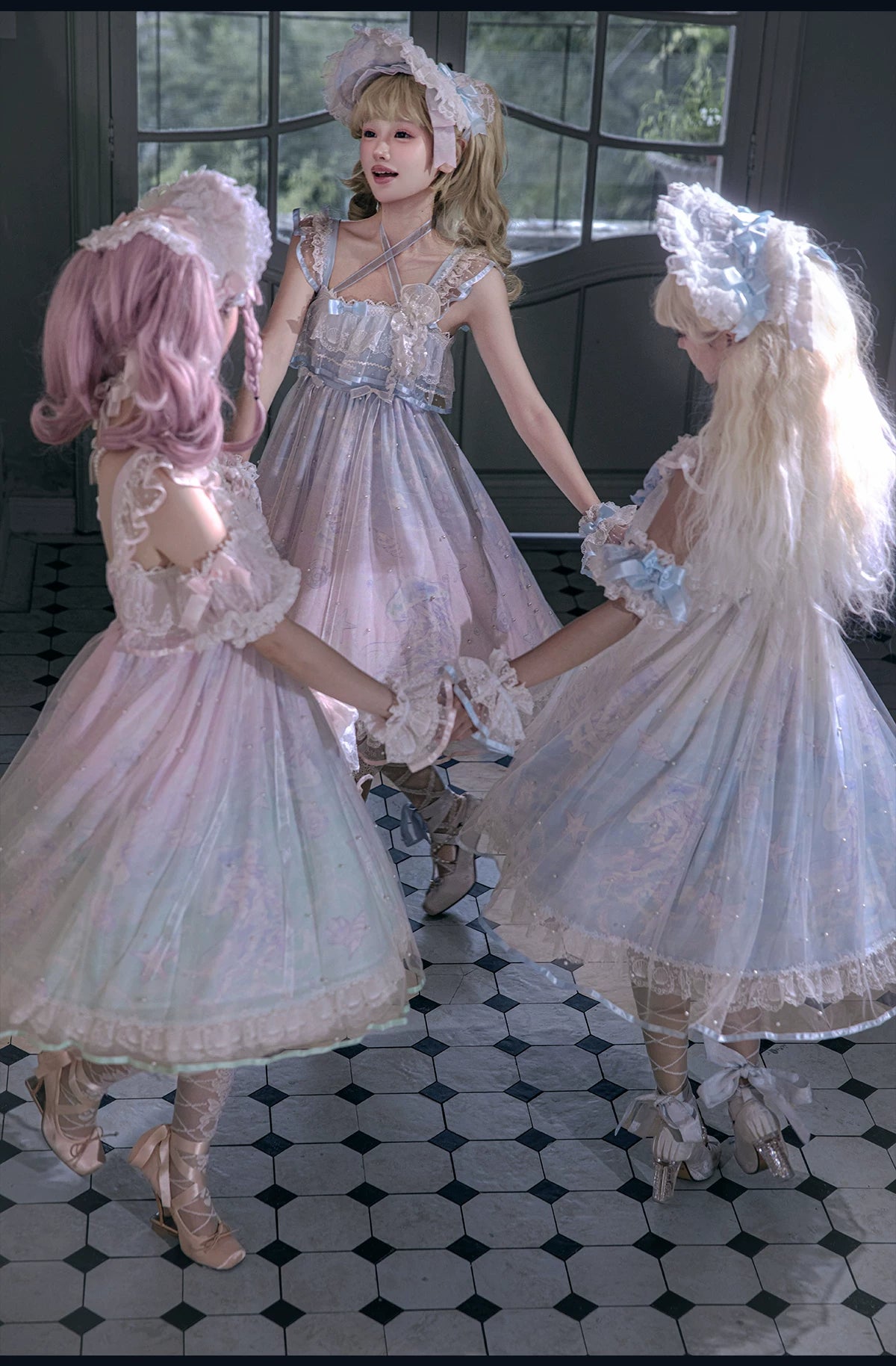Windchime Jellyfish - Sweet Lolita Halter Neck JSK Dress, Jellyfish Print & Overlay 45756:861339