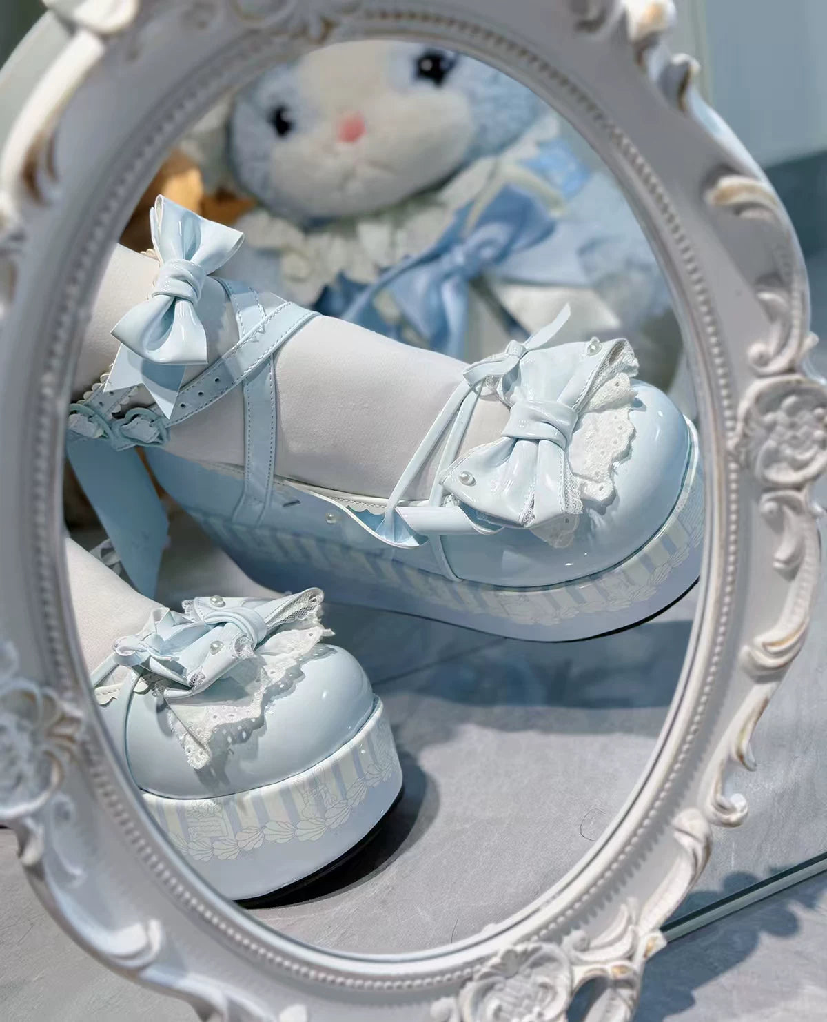 Windchime Fantasia - Sweet Lolita Platform Shoes, Detachable Back Bow 45759:860983