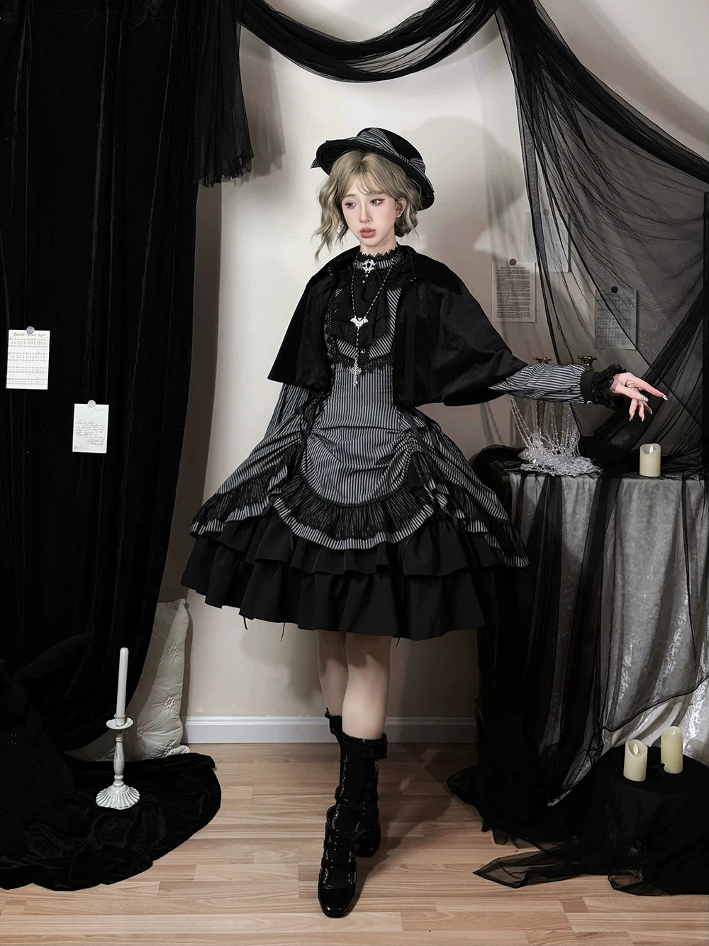 Perint Manor - Gothic Lolita Striped Dress, Tailor-made