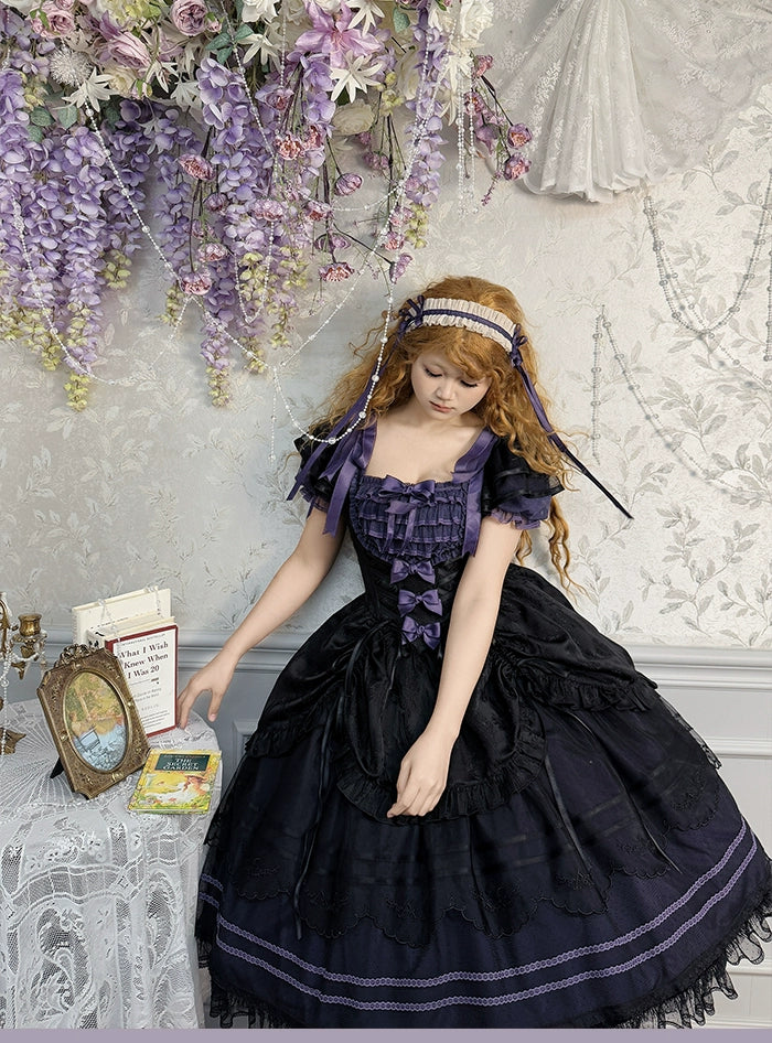 Alice Girl - Yesterday Morning Mist - Classic Lolita OP Bust-supporting Tiered Ruffles Lolita Dress