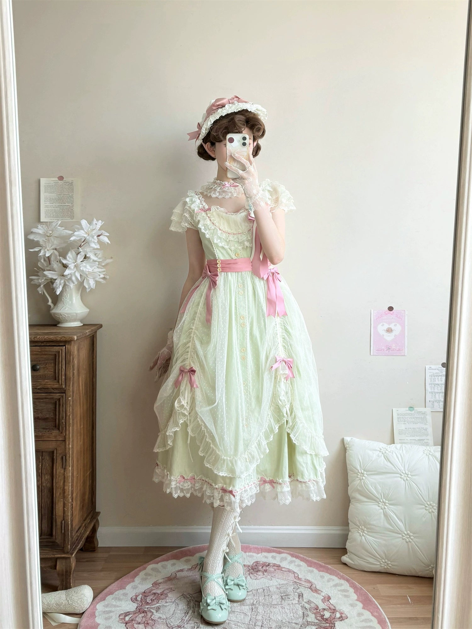 Uncle's Workshop - Fluttering Cherry Spring Strings - Cotton Sweet Lolita JSK Dress 42196:776694