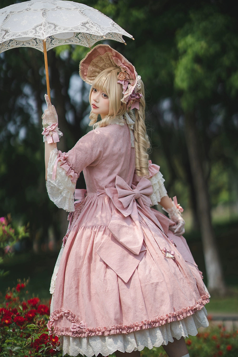 Miss Point~Lilyka Garden~Classic Lolita OP Dress Set Elegant Floral Wall Princess Sleeve 38832:606274