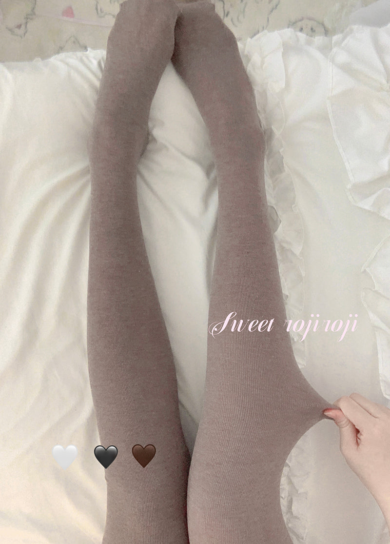 Roji roji - Cotton Lolita Pantyhose Thickened Winter Pantyhose Leggings Fleece (recommended to wear above 10 degrees) Brown