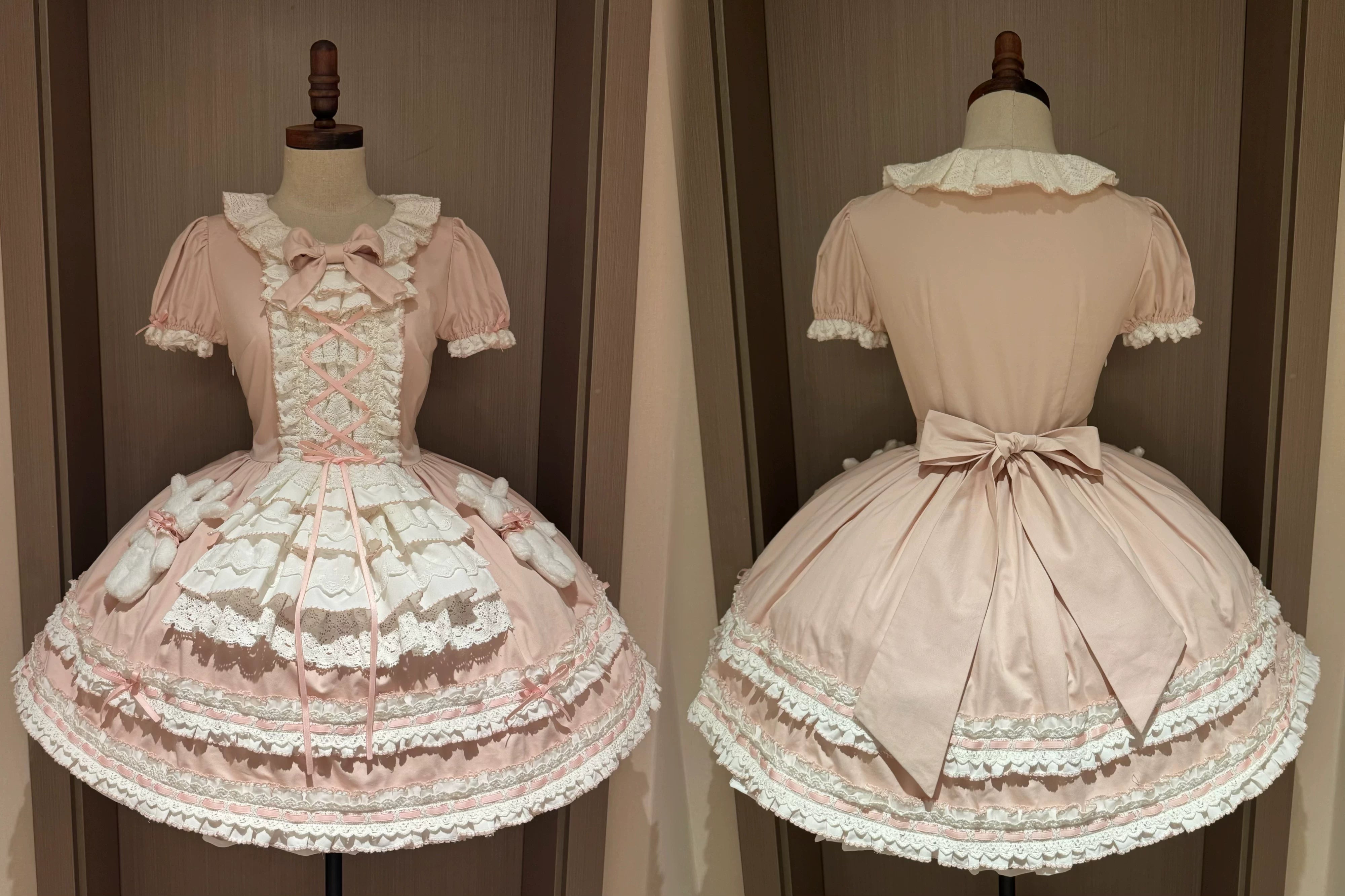 Coco Bunny - Cotton Old School Lolita OP Dress, Bunny Decoration (2XL L M S XL XS) 45380:845412
