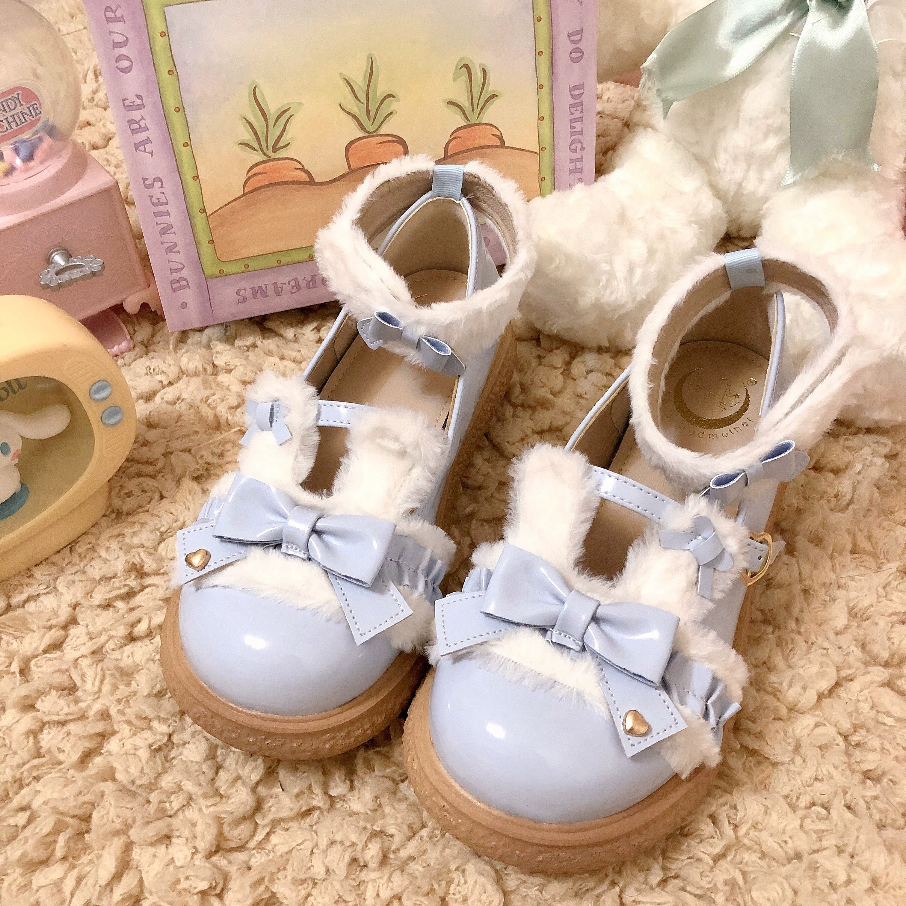 Fairy Godmother~Winter Girly Lolita Shoes Lolita Ankle Strap Shoes 32692:401952