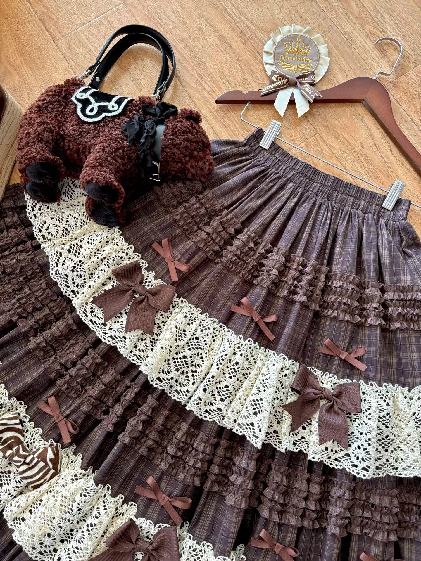 Coco Grace - Plaid Kawaii Lolita JSK Dress, Layered Ruffle & Bow