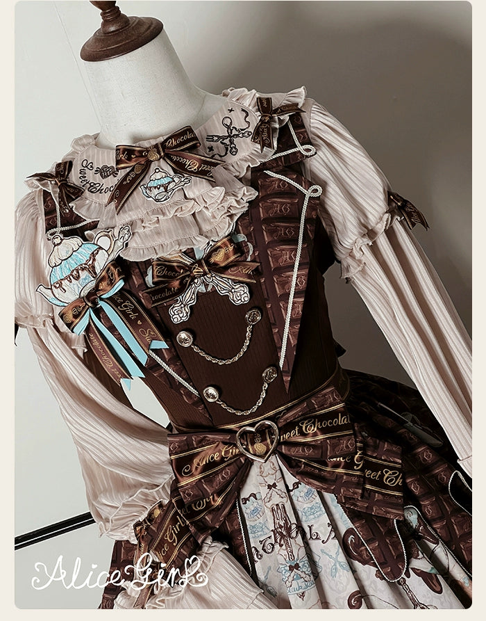 Alice Girl - Bear Chocolate Bar - Kawaii Lolita JSK & Salopette Dress 43851:787072