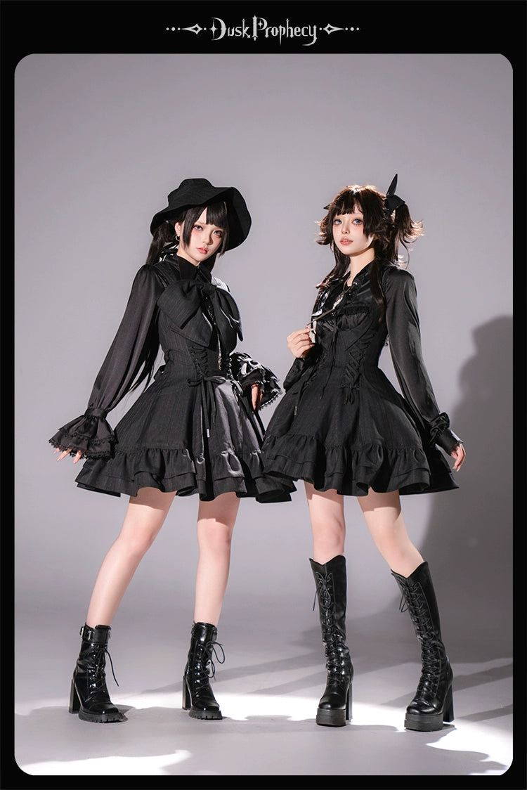 DuskProphecy - Heron - Classic Lolita Striped JSK Dress, Halter Neckline 44313:802938