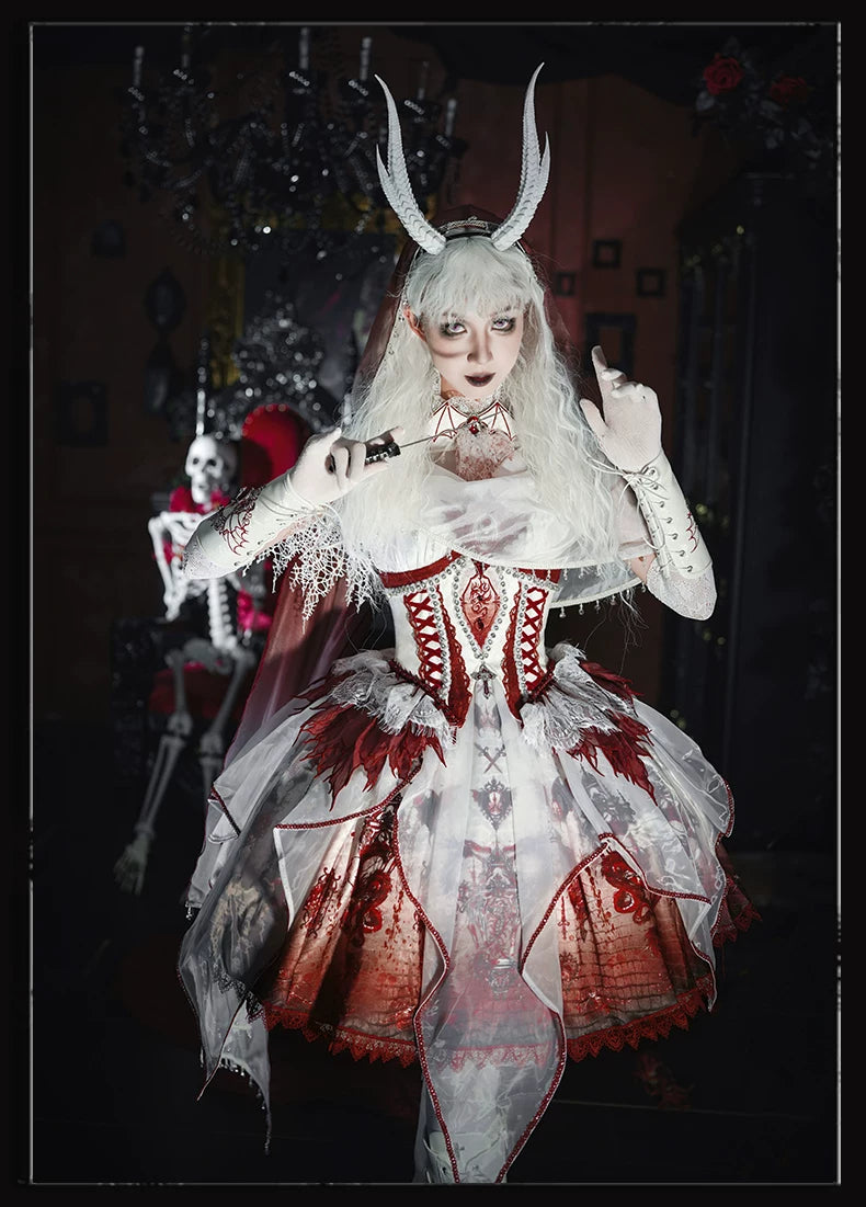 Bone Dragon - Gothic Lolita Corset JSK Dress Set with Embroidery 45654:856856