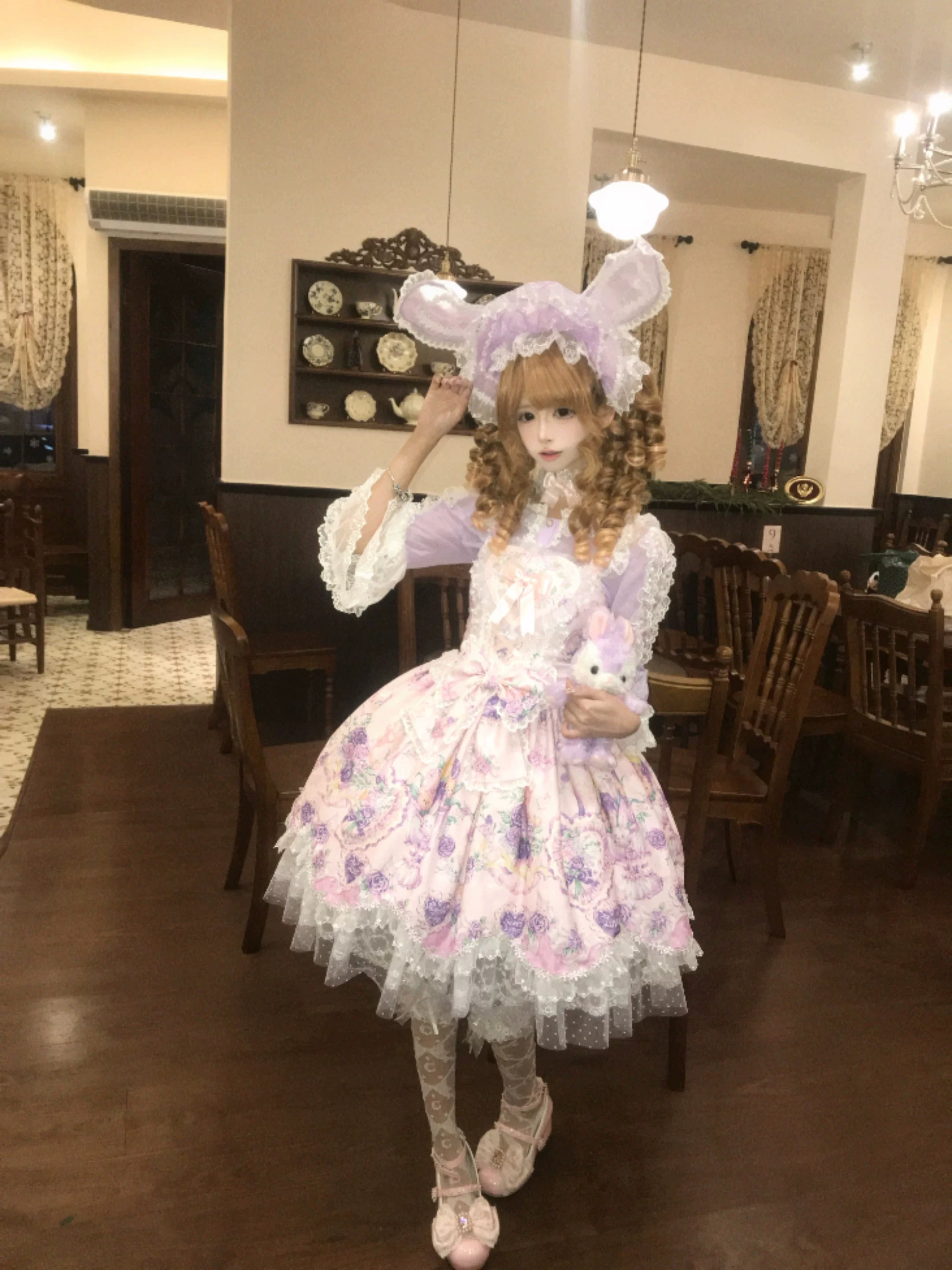 Valentine Bouquet - Old School Lolita Bouquet Printed JSK Dress with Bows 45553:852623