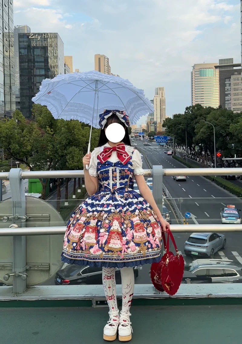Sugar Festivaly - Kawaii Lolita JSK Dress, Cake & Bear Print 44540:811805