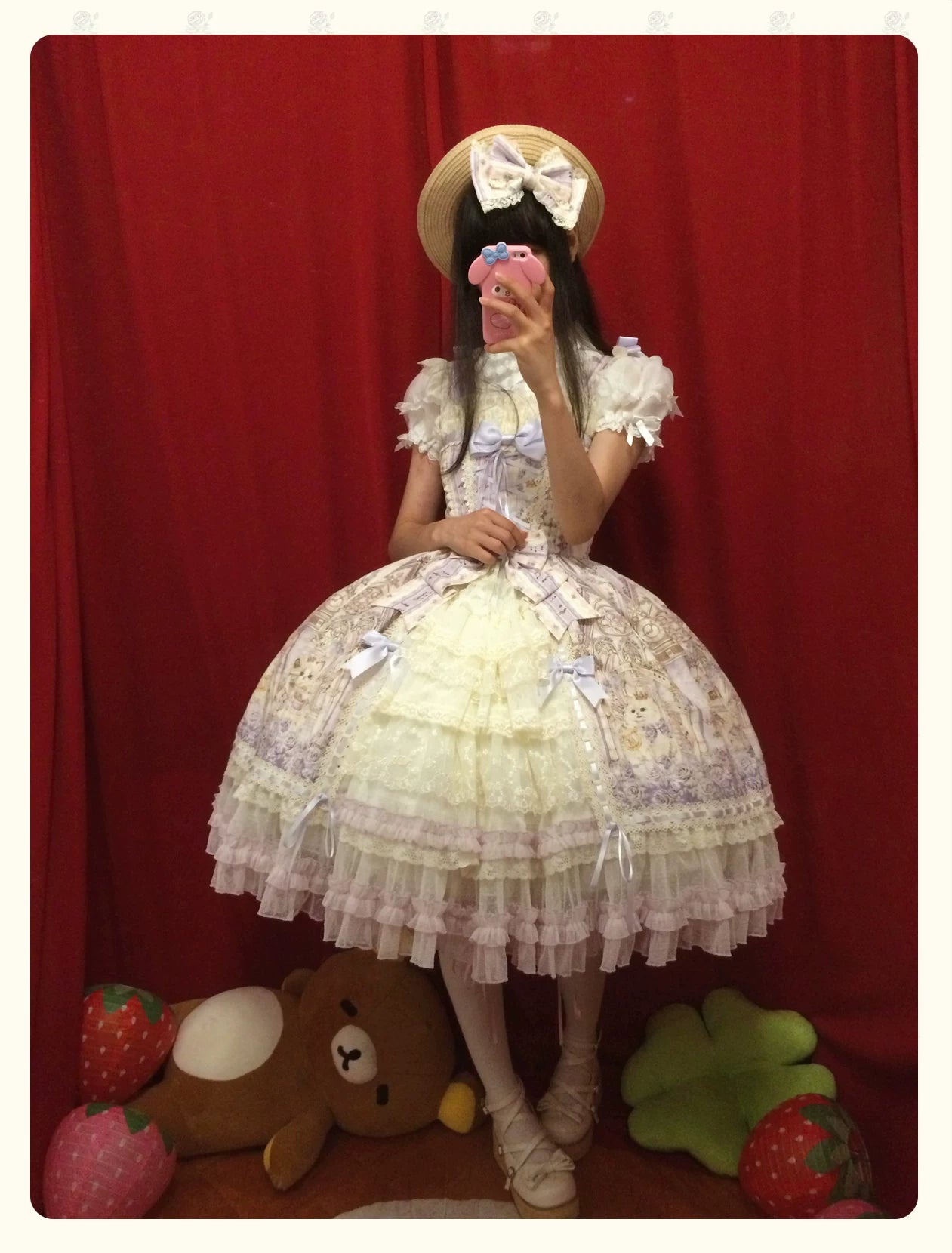 Glass Spire Melody - Cotton Lining Classic Lolita JSK, Cat and Musical Note Print 45586:852922