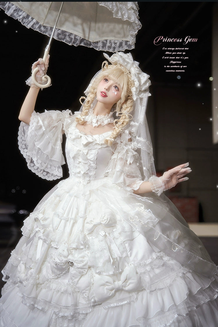 Mengfuzi - Gem Princess - Wedding Sweet Lolita JSK Dress Suit, Side Zipper 44018:792229