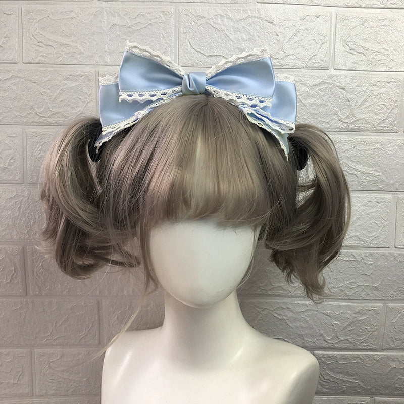 Qingyi Handmade - Sweet Lolita KC Multicolor Bow Lolita Headwear Baby blue (satin)