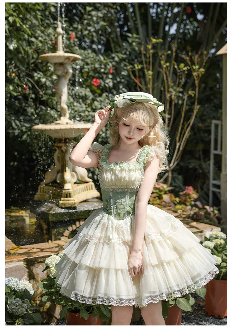Lily of the Valley Whisper - Embroidered Classic Lolita Corset JSK Dress