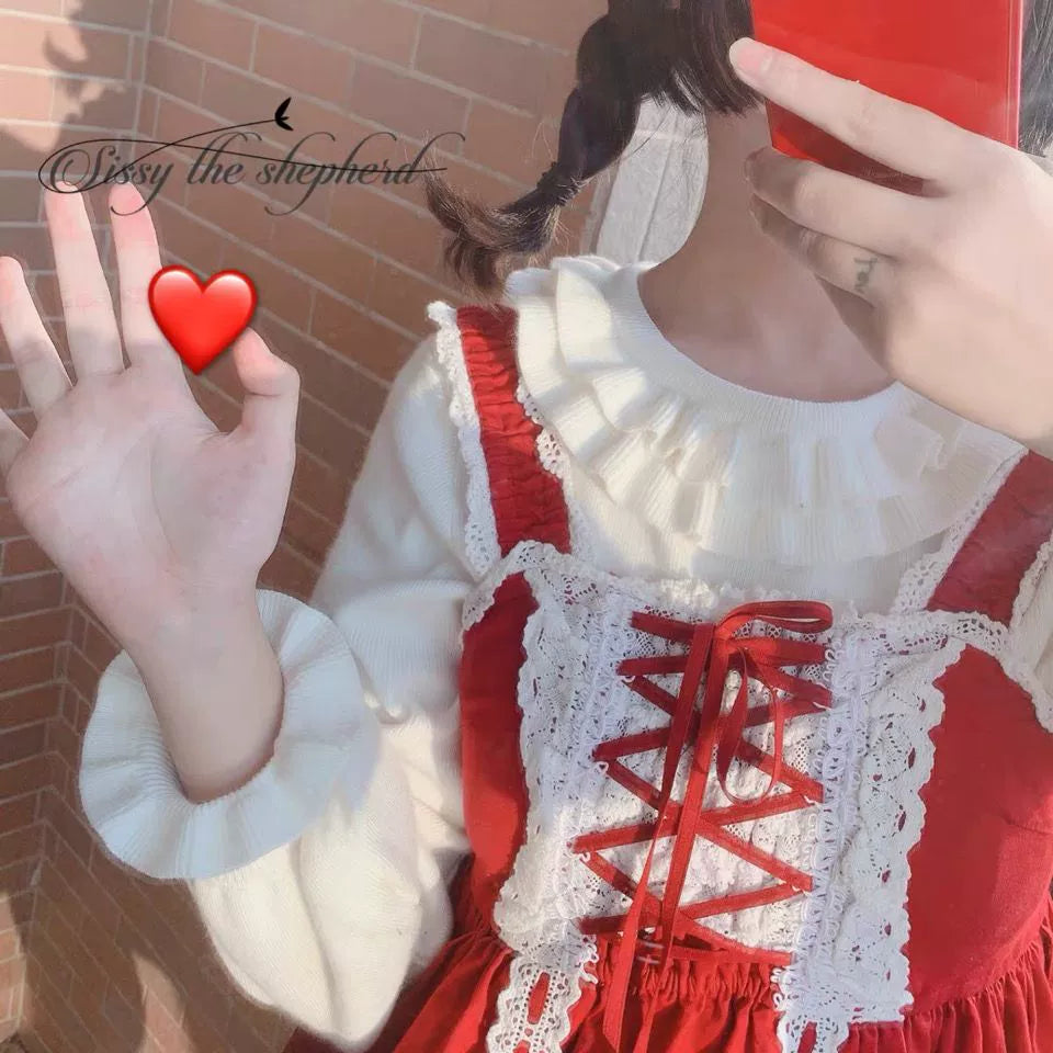 Sissy the shepherd - Sweet Lolita Sweater Autumn and Winter Lolita Innerwear Milk white One Size ( recommend heights below 1.65m )