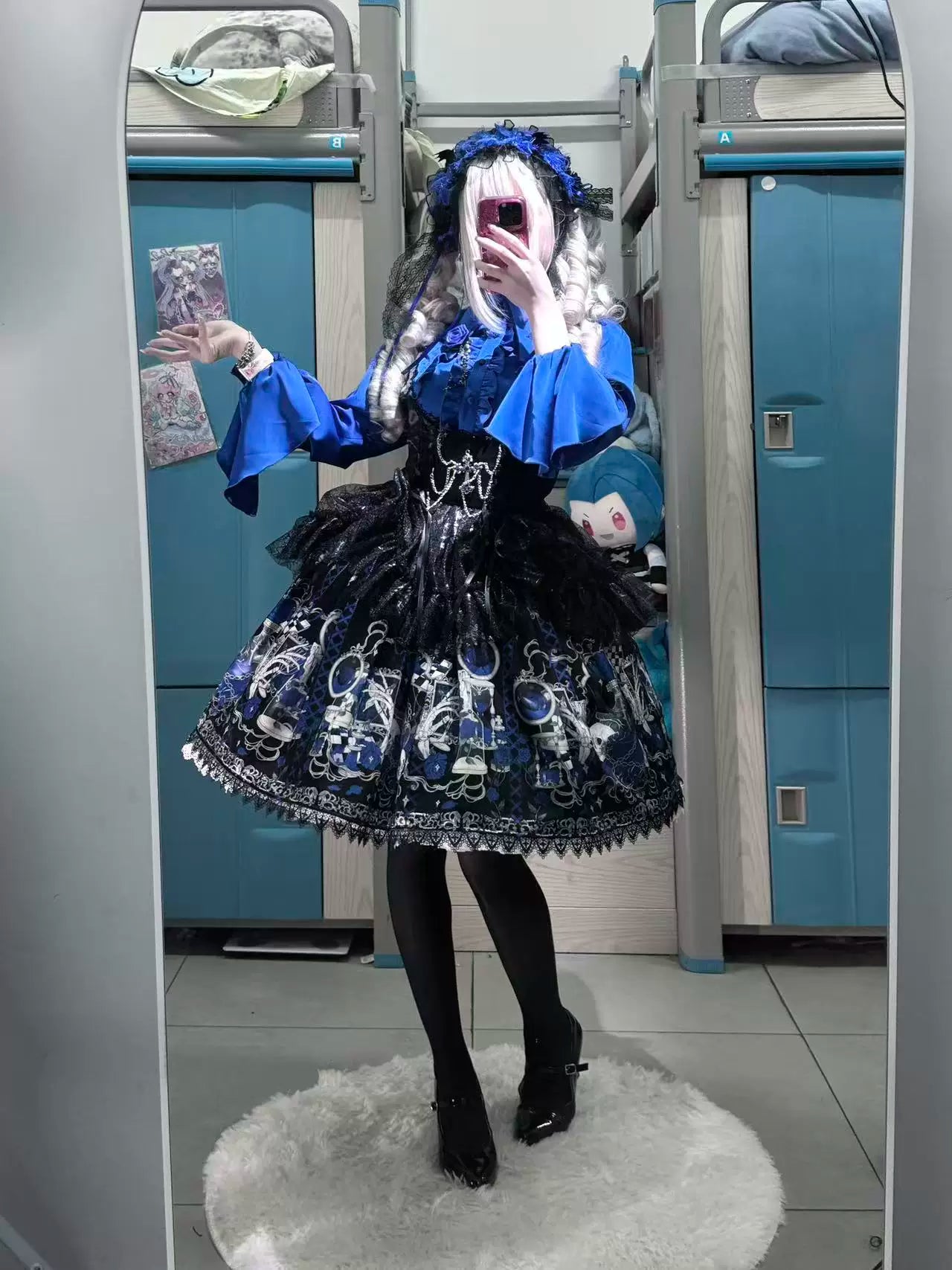 Blood Research Lab - Gothic Lolita JSK Dress, Rose & Skull Print 44449:808790