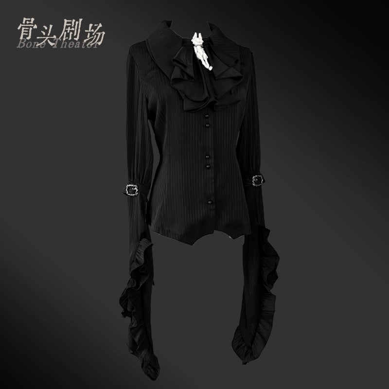 Caged Bird Hotel - Bone Theater - Halloween Gothic Lolita Fashion Shirt Skirt S Single shirt (with jabot)