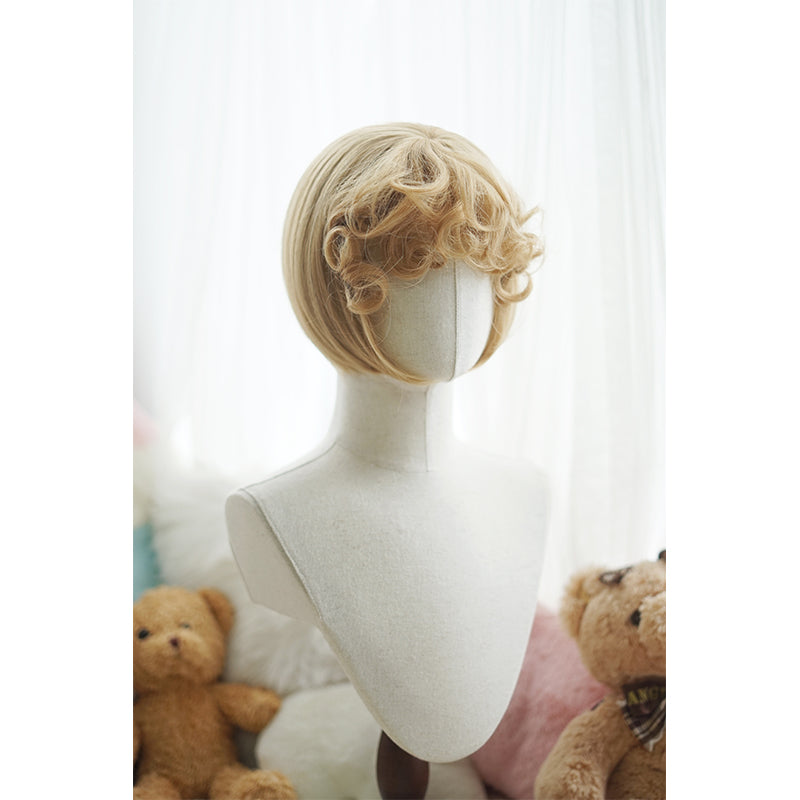 Imperial Tea - Daily Lolita Wigs Roman Roll Wig Linen blonde wavy bob with bangs