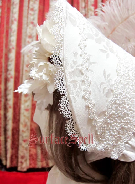 Surface Spell - Gothic Lolita Half Bonnet Beautiful Feather Lolita Hat