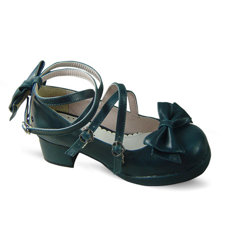 Antaina - Popular Japanese Lolita Bow Strap Multiple Colors 36 Yulan matte (heel back 4.5cm front 1cm )