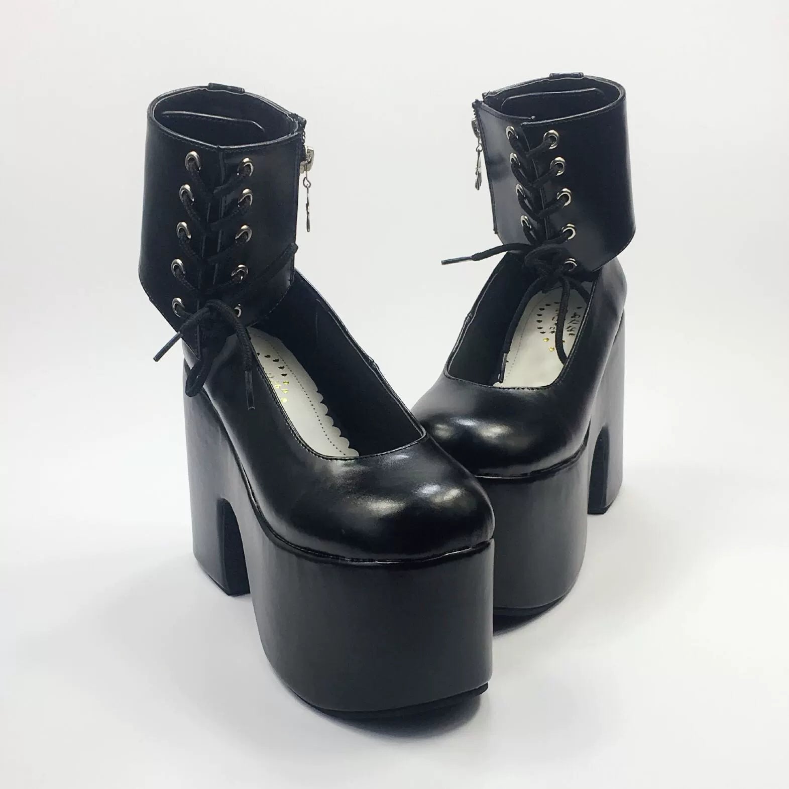 Antaina - Customized British Style High Platform Shoes Black(back 12cm / front 7cm) 30 Custom-made non-returnable.