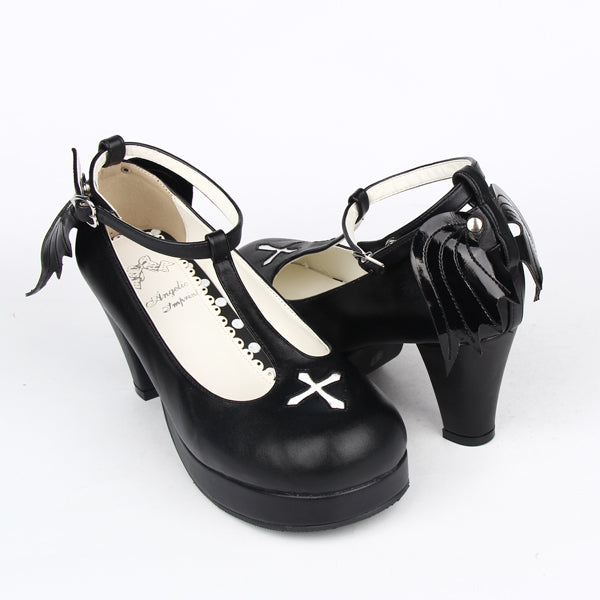 Angelic Imprint - Gothic Lolita Wings and Cross Shoes for Chistmas 36 black fixed wings