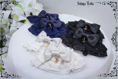 Sakuya Lolita~Whisper Of Stars~Constellation Star~Elegant Lolita Cuffs Bow Black Sleeves   