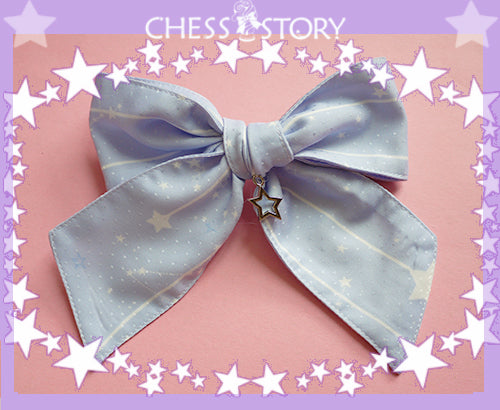 Chess Story - Dreamy Starry Night - Sweet Lolita Gradient Star Print Side Clips purple gradient pink