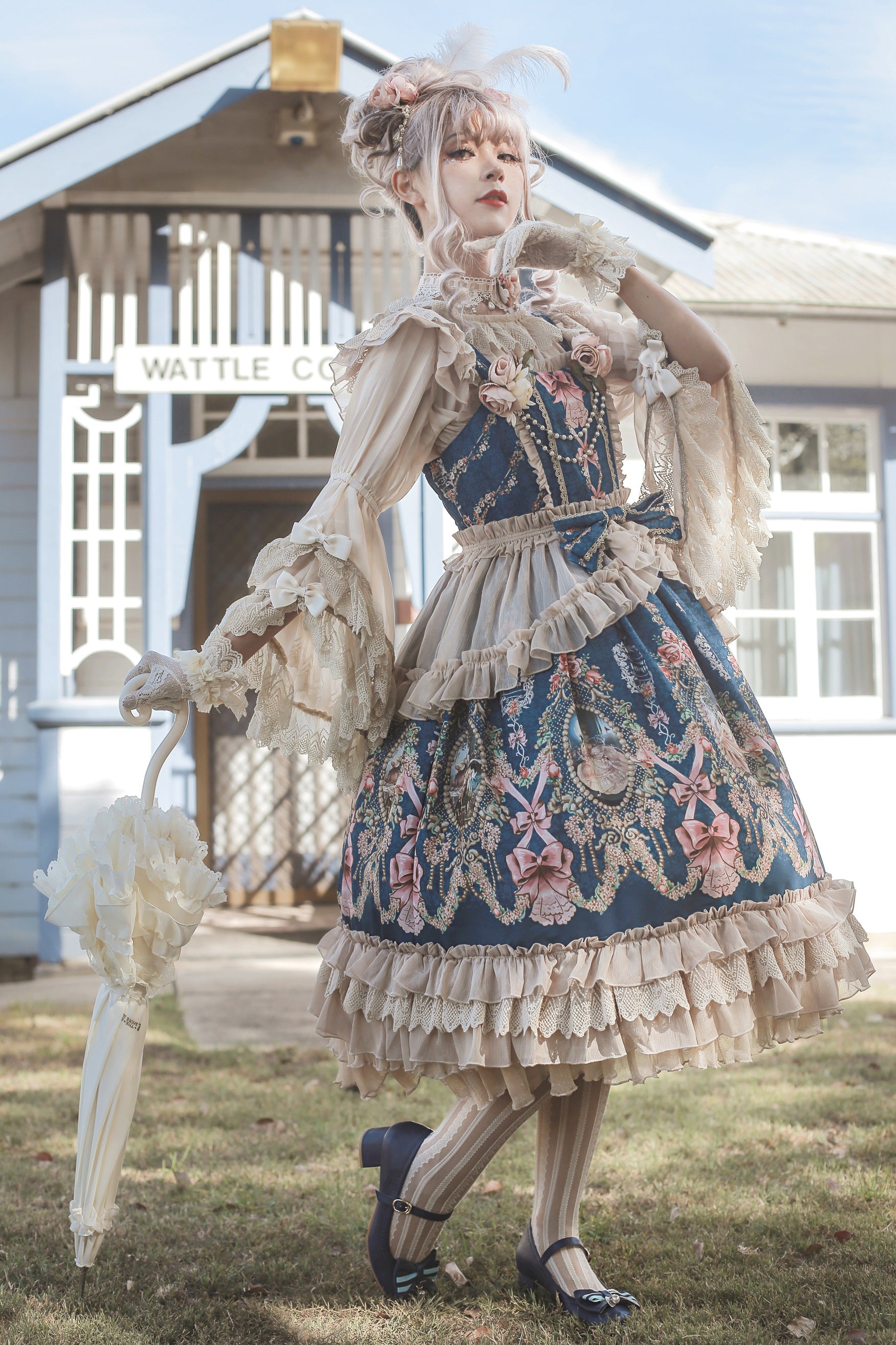 Infanta - Fairytale Town Prom - Printed Tea Party Classic Lolita JSK Suit 42794:753619