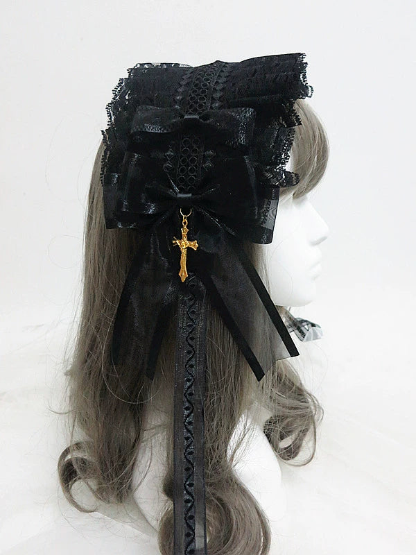(BFM)Sweet Jelly Lolita~Gothic Lolita Hairband and KC with Cross Pendant   