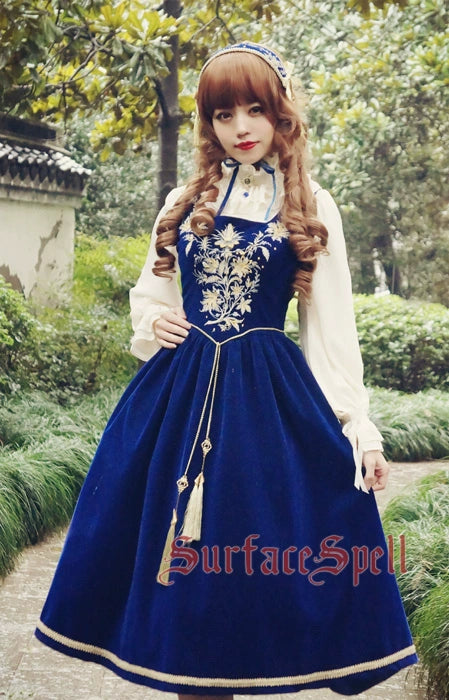 Surface Spell - Bourbon Dynasty - Classic Lolita Embroidered Velvet Headband