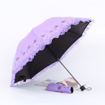 Qiteng~Daily Lolita Lace Princess Sunshade Parasol dandelion purple-upgrade vinyl thickening  