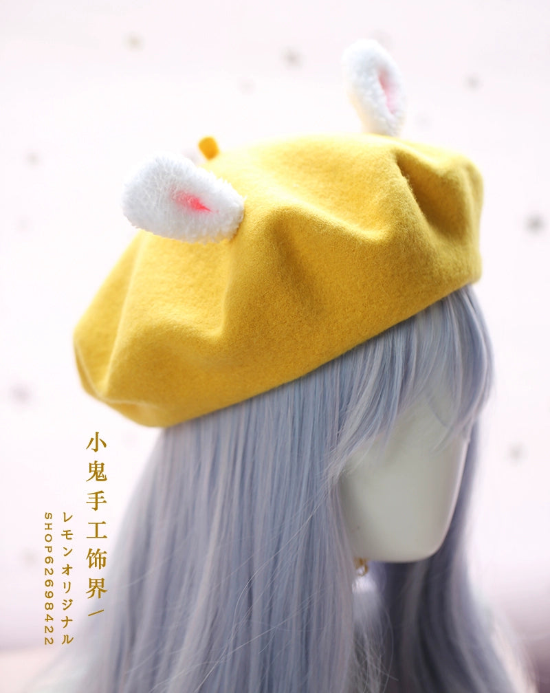 Xiaogui - Retro Lolita Christmas Deer Horn Beret Multicolors
