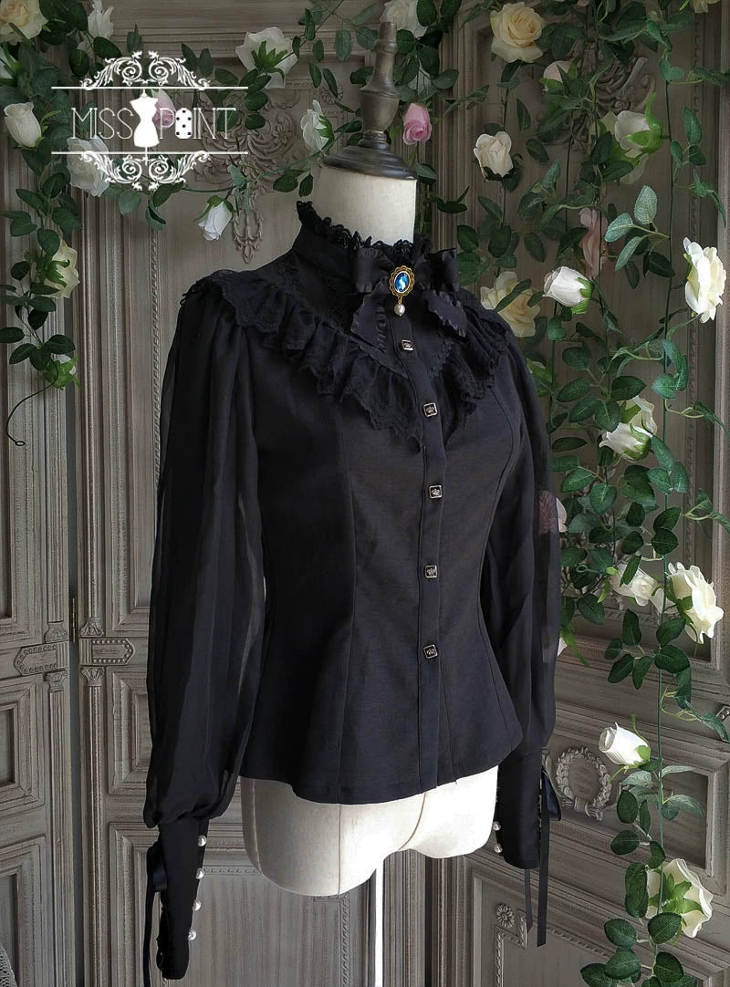 Miss Point~Rose Doll~Elegant Lolita Mutton Sleeve Blouse XS black (2XL L M S XL XS / black) 32522:385600