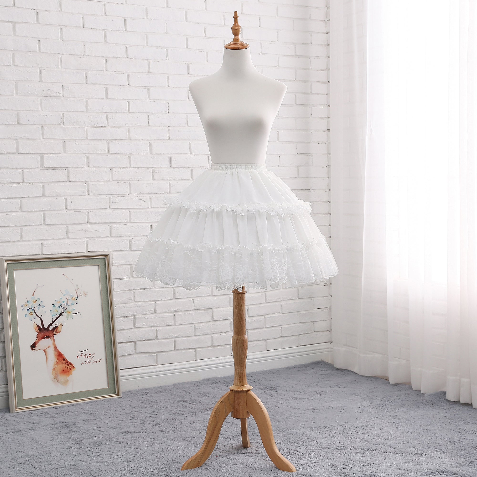 Manyiluo - Elegant Lolita Adjustable Fishbone Pannier White