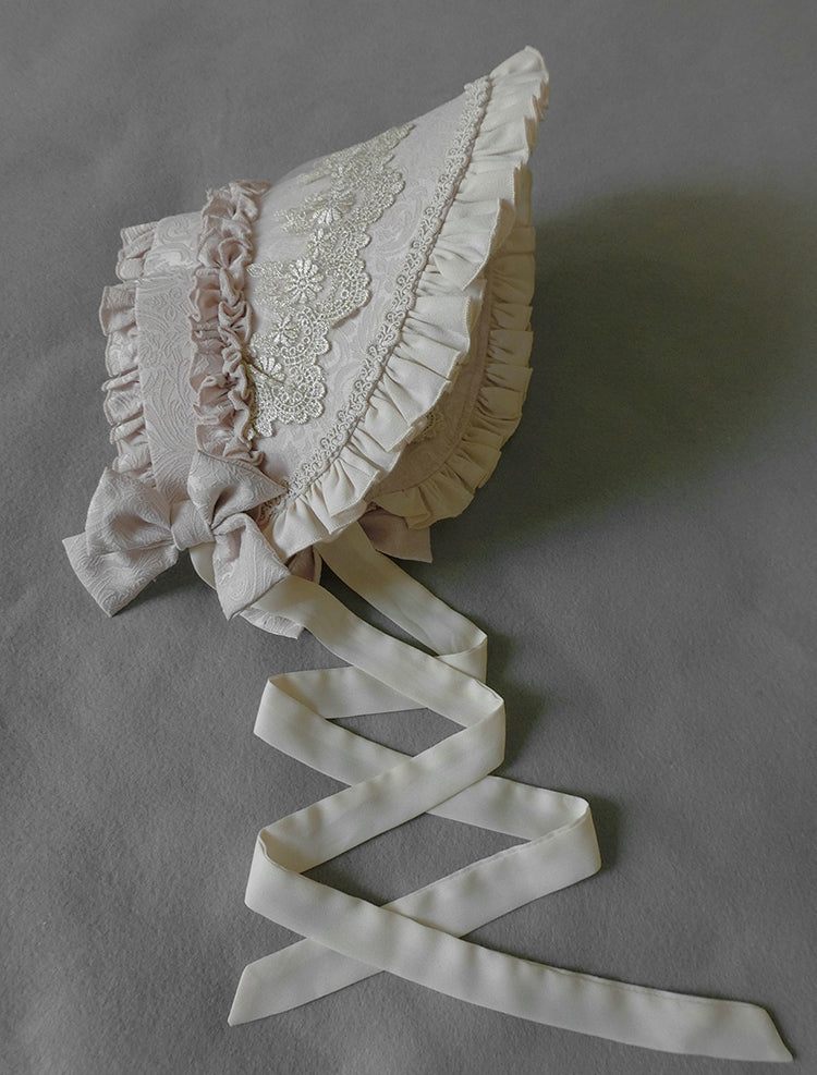 Henrietta - Victoria Doll - Vintage Lolita Adjustable Bonnet Multicolor adjustable griege bonnet