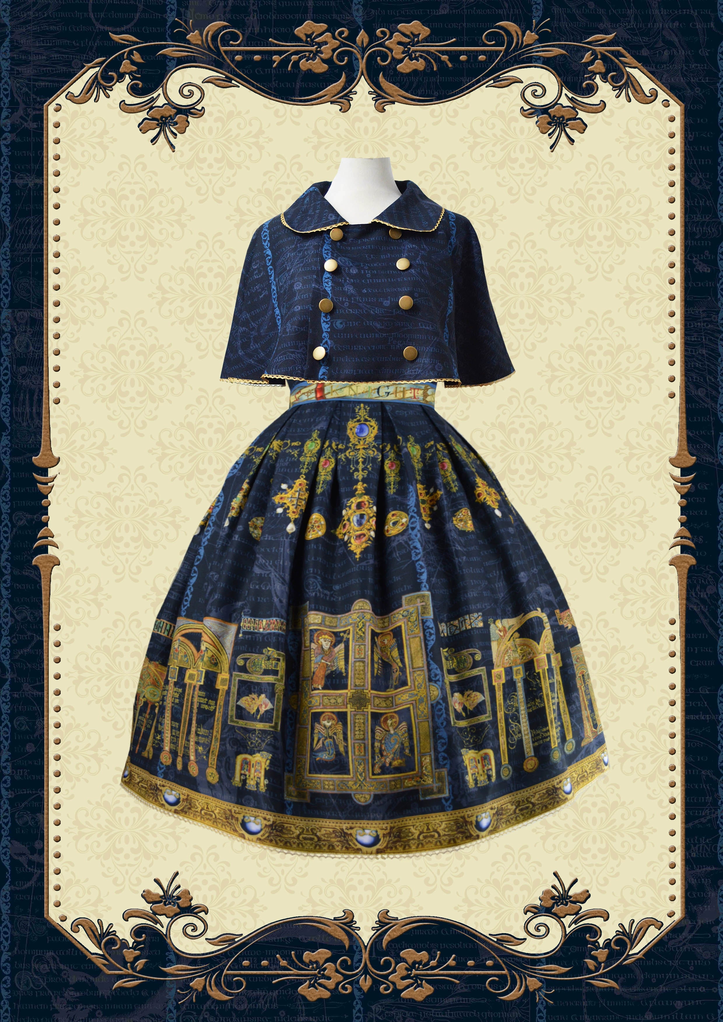 Knight Night - The Secret of Kells - Elegant Lolita Cape Short Lolita Cloak One Size Indigo