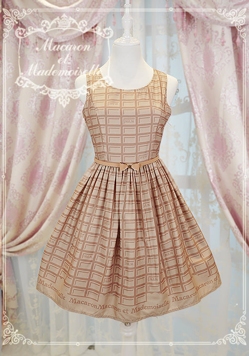 Chess Story - Le Chocolat - Elegant Lolita Macaron Chocolate Series JSK Dress milk tea S